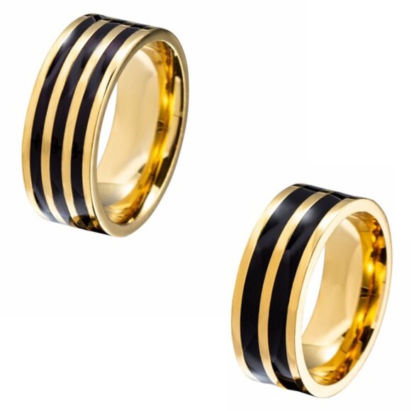 3/$35 Hip-Hop Punk Gold Plated 8mm Wide Band Ring Stainless Steel Men's Jewelry - Picture 6 of 7